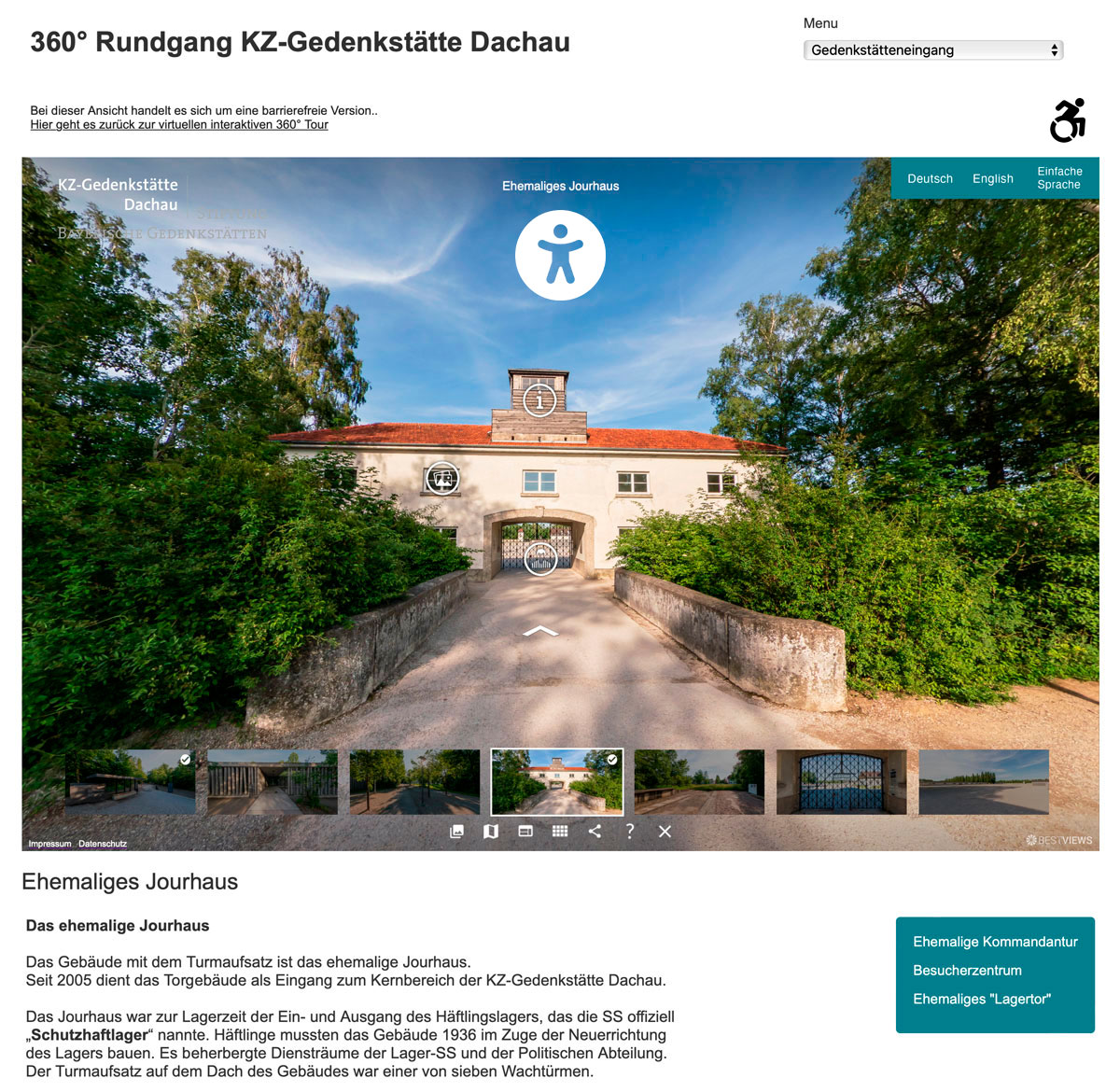 360° virtueller Rundgang KZ-Gedenkstätte Dachau barrierefrei-accessible 360° virtueller Rundgang KZ-Gedenkstätte Dachau barrierefrei-accessible
