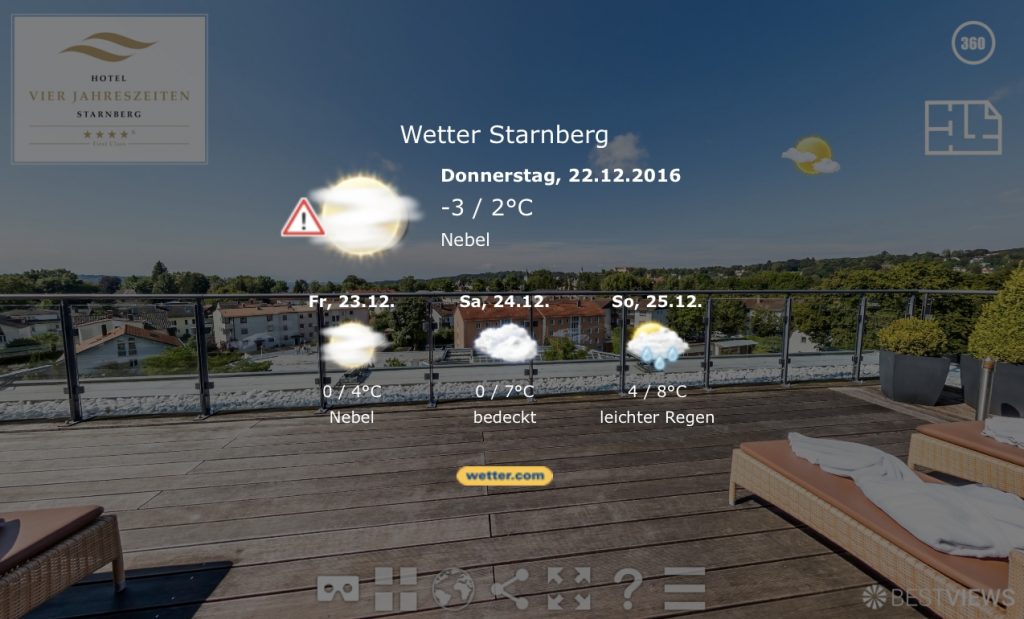 bestviews360-popup-wettervorhersage Aktueller Wetterbericht integriert im 360° Rundgang
